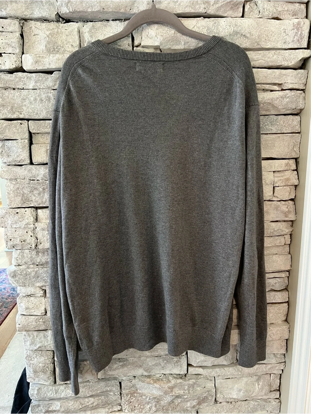 Banana Republic Luxe Yarn Men's V-Neck Sweater - Charcoal Gray XL
